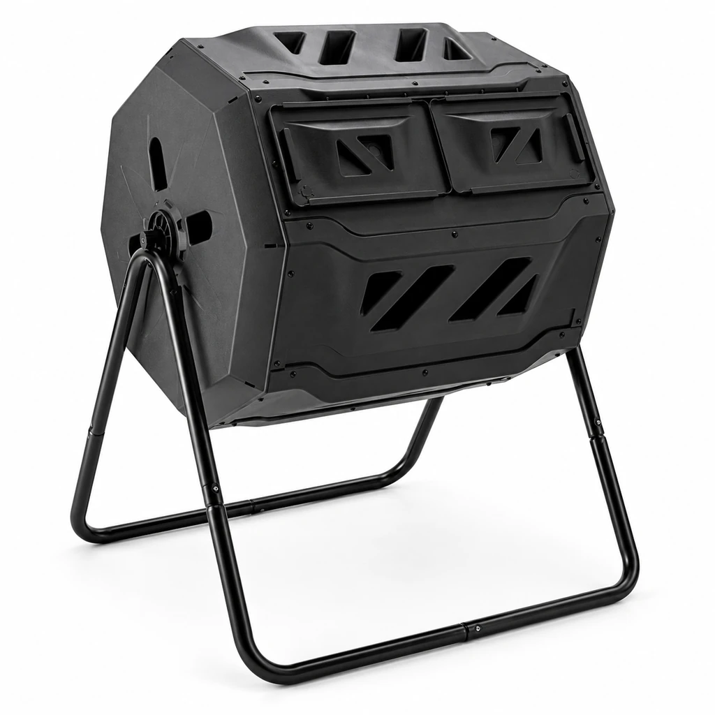 Dual-Chamber Compost Tumbler — AI-generated product display
